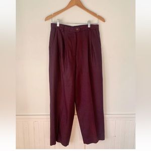 Doncaster vintage textured silk pants size 8 petite purple Violet pleated front